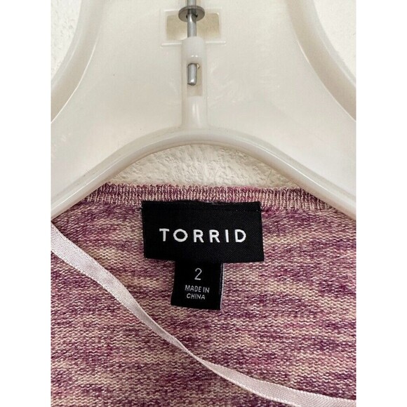 Torrid Women's Space-Dye Cardigan Drape Front Sweater Waterfall Beige Pink Sz 2X - Picture 3 of 7